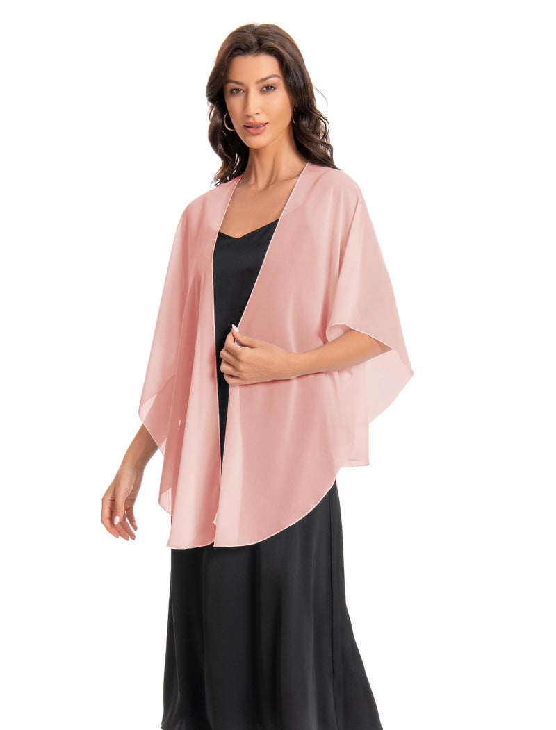 Hotshawl شالات شيفون نسائية من هوتشوال ولفائف، شال سكارف لحفلات الزفاف لفساتين المساء (وردي فاتح) - Image 1